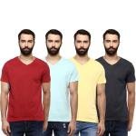 Aventura Outfitters Men's V Neck 100% Cotton Regular Fit T-Shirt (Pack of 4)